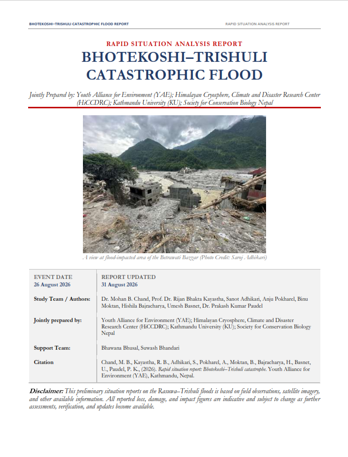BHOTEKOSHI–TRISHULI CATASTROPHIC FLOOD: RAPID SITUATION ANALYSIS