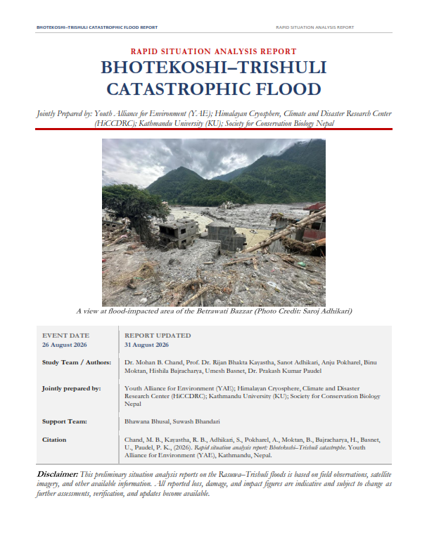 BHOTEKOSHI–TRISHULI CATASTROPHIC FLOOD: RAPID SITUATION ANALYSIS